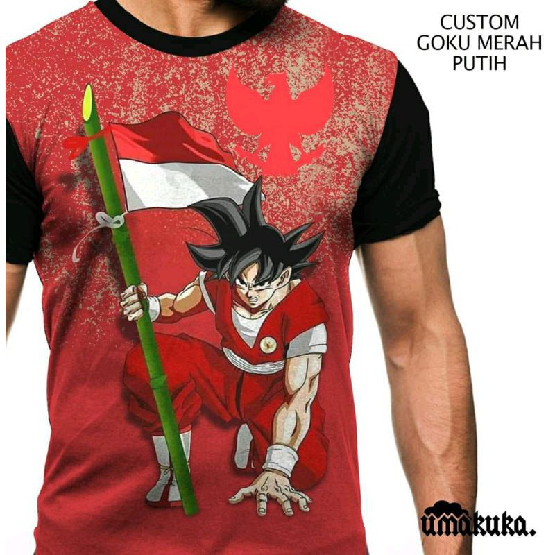 KAOS FULLPRINT ANIME KEREN / KAOS GOKU /  KAOS FULLPRINT