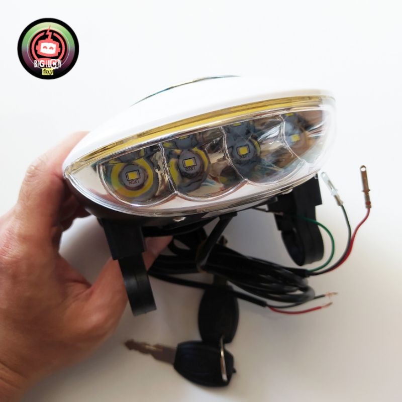 HEADLAMP UNIVERSAL 24V 36V 48V BATOK LAMPU INDIKATOR SCOOTER LISTRIK MR JACKIE S898 SEPEDA LISTRIK