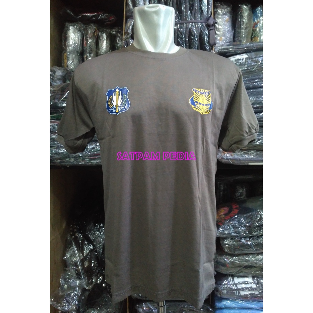 Kaos Satpam Coklat Sablon Gada - Kaos Security Coklat Sablon Gada