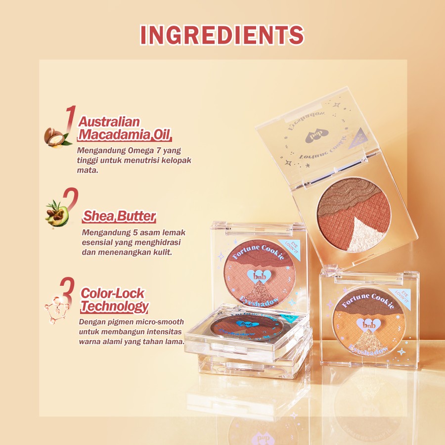 ★ BB ★ BNB barenbliss Fortune Cookie Eyeshadow - Kosmetik Korea Eyes Pallete Make Up Natural Pigmented Tahan Lama