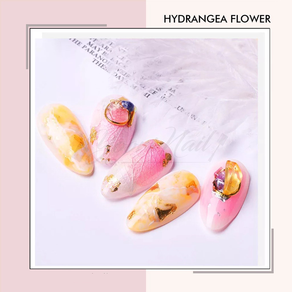 Hydrangea flower 12 warna bunga kering nail art mini dried flower kuku dry flowers hiasan kuku