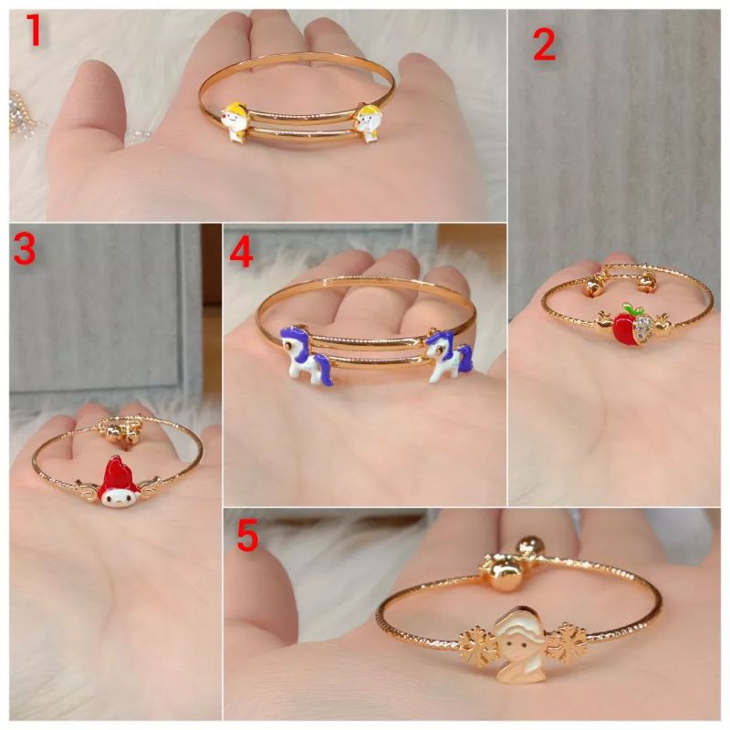 Gelang Anak, Gelang Titanium Wanita Anti Karat, Anti Alergi, Tahan Lama, Di Jamin REALPICT 100% Dan  High Quality, Pilih 1 dari 5 Variasi