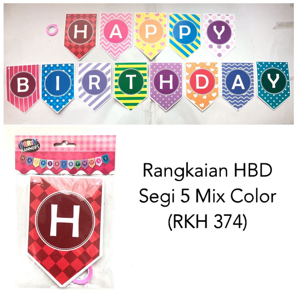 Banner Happy Birthday MIX WARNA  /Rangkaian Hbd /Bunting Flag / Happy birthday segilima