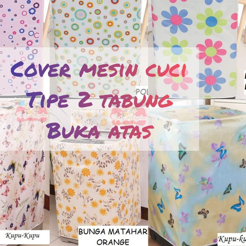 ✲ [Alonk.S] [Tipe C 2 Tabung] Cover Mesin Cuci Bahan satin ➷