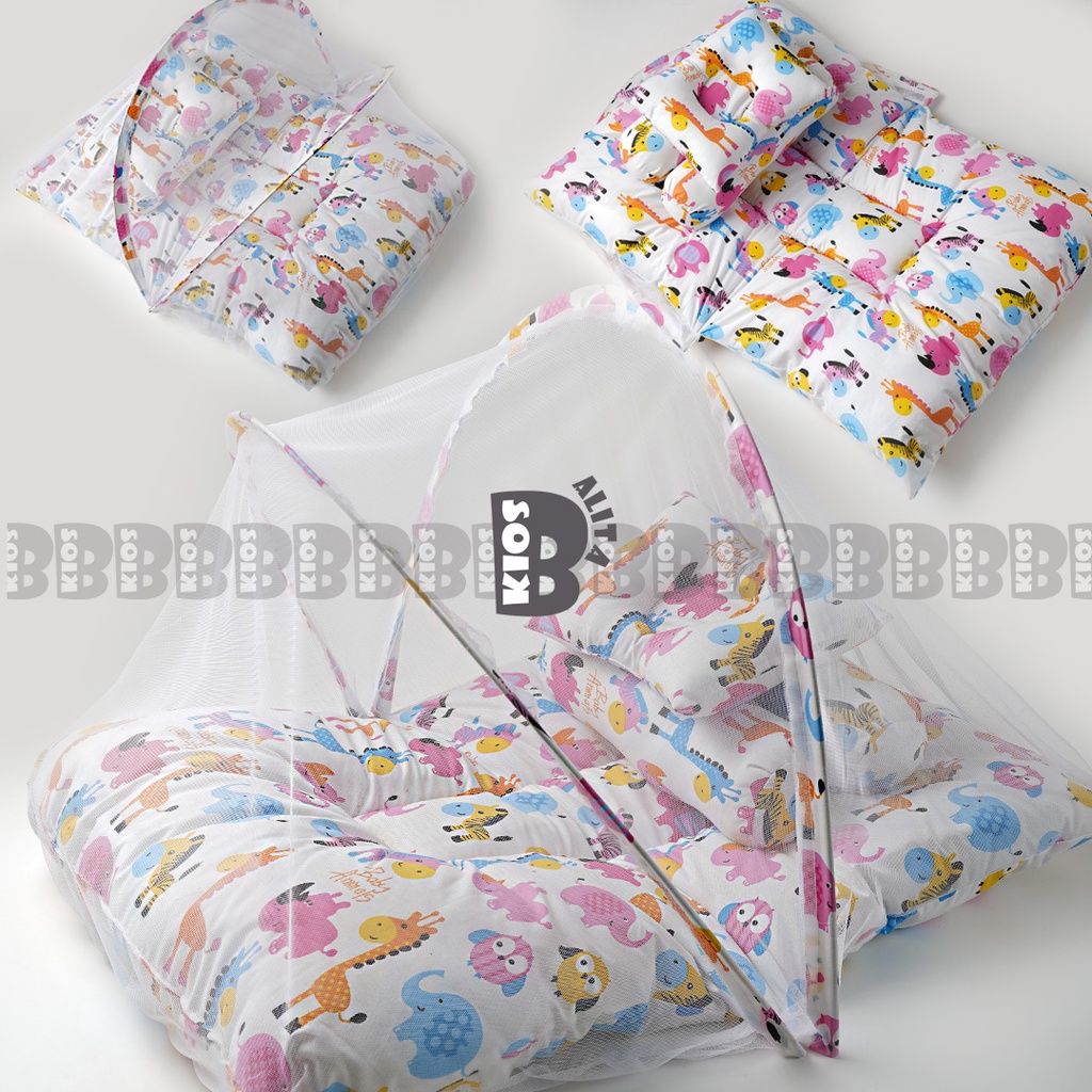 Kasur Bayi Kelambu Set Bantal Guling Premium / Kasur Bayi Kelambu Terlaris / Perlengkapan Tidur Bayi Baru Lahir Babyshop Kado Baby Gift / Kasur bayi kelambu + bantal peyang + 2 guling bayi