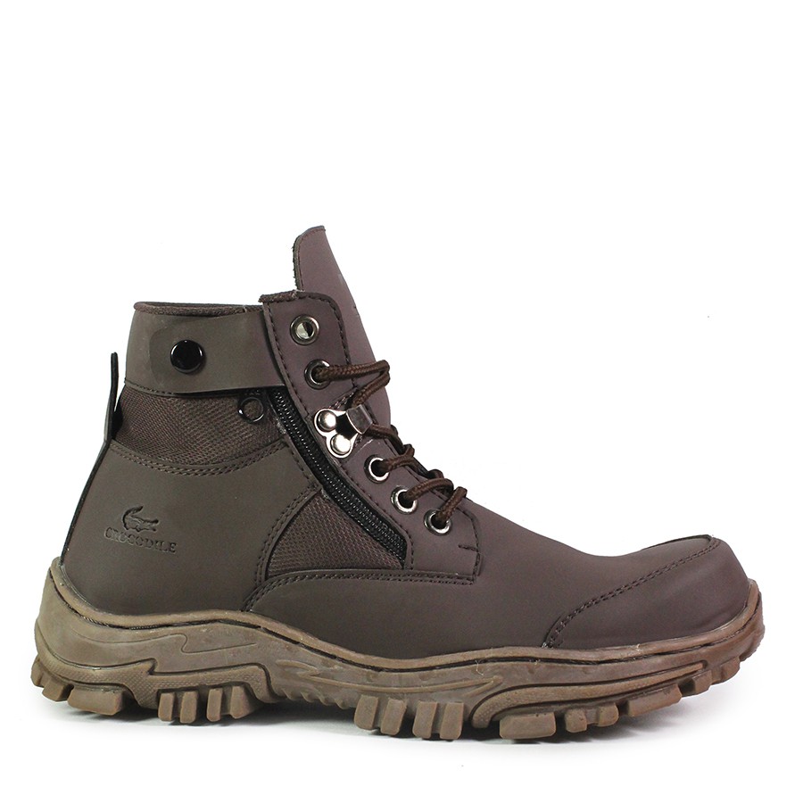 SM88 - Sepatu Pria Sefty Crocodile Jointer Sleting Coklat Boots Safety Outdoor Hiking Gunung Keren