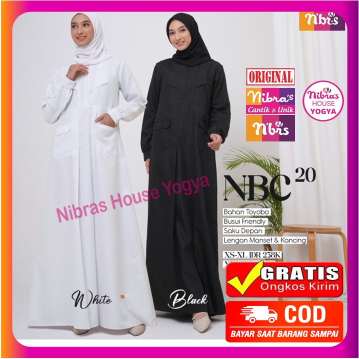 Gamis Nibras Terbaru 2022 Promo Sale Diskon NBC 20 Hitam Polos Ori Original Polos Dewasa Wanita Jumb