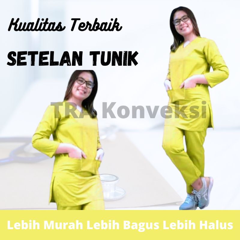 [JUMBO] Baju Oka Ok Tunik Petugas Medis Size Besar Seragam Jaga Dokter Perawat Bidan Lengan Panjang 