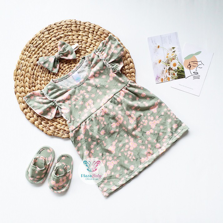 PROMO 7.7 plazababyku  MX DRESS ARRYANA dress bayi bunga 3-15 bulan Free headband dan sandal