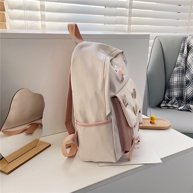 BJ57818 - BLACK/BLUE/GREEN/PINK - TAS RANSEL KOREA BACKPACK PUNGGUNG TAS SEKOLAH PIN WANITA FASHION IMPORT MODIS ELEGAN TERMURAH TERLARIS TERBARU BAGSTORE JAKARTA TAS BATAM CR7818 GT1977 EL4257 BQ3503