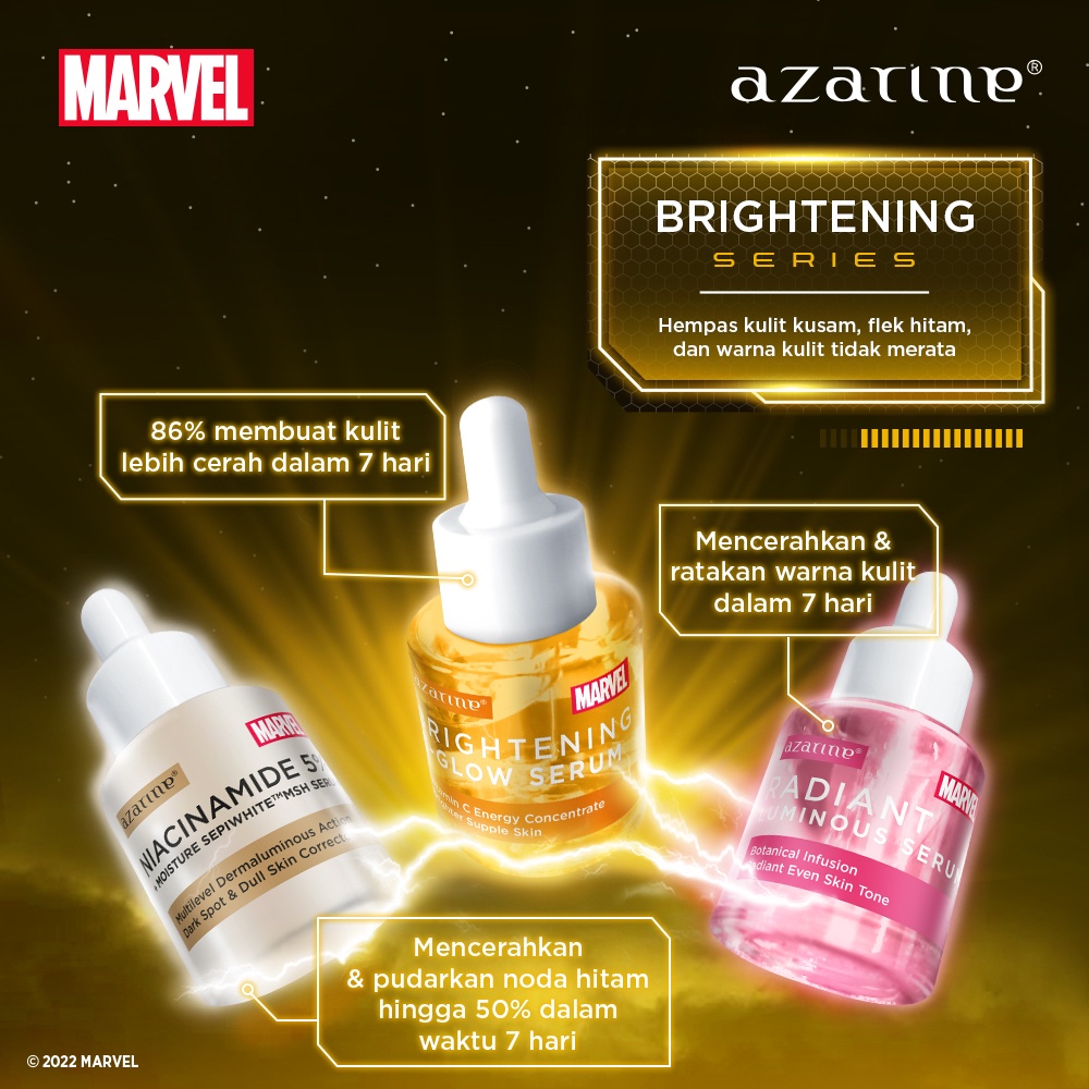 AZARINE - Superhero Marvel Edition Serum / serum acne spot / waterbank serum / radiant luminous / aha peeling / pore tightening / niaciamide 5% / brightening / retinol / revitalizing serum