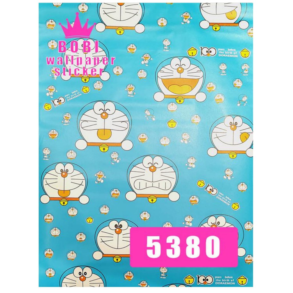 Wallpaper Sticker 5380 Motif Doraemon Face / Wallpaper New / 9mx45cm