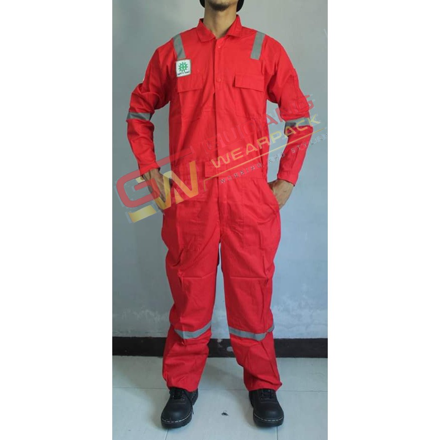 Gudang Wearpack - Pakaian Kerja Seragam Proyek Coverall - Terusan - One Piece Warna Merah