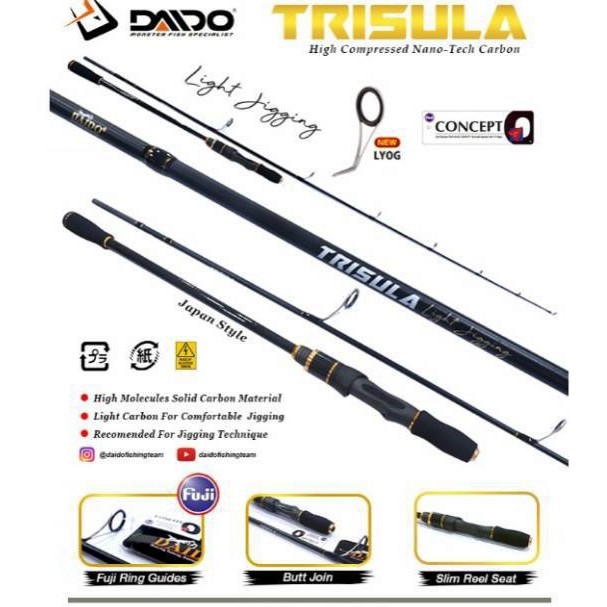 Joran Light Jig Daido Trisula Panjang 180 PE 1-3 PE 2-4 Bahan Carbon Solid Ring Fuji