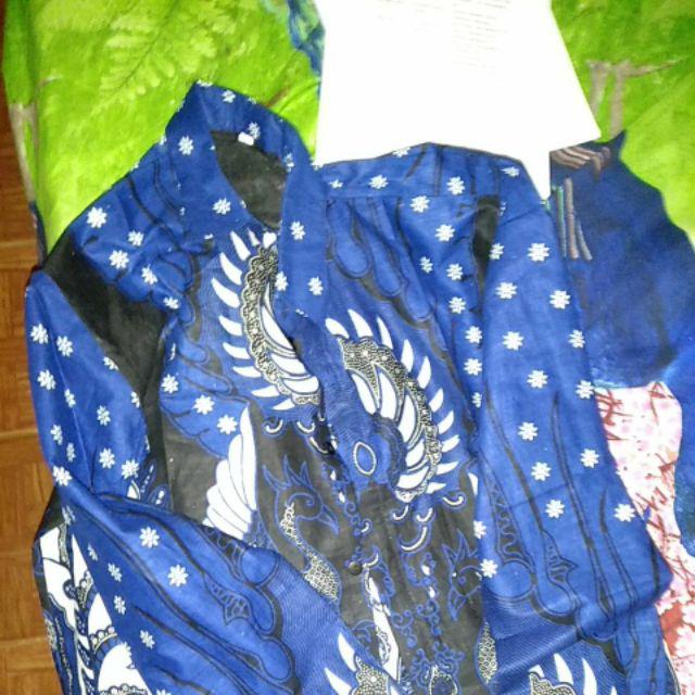 Kemeja Sekar Bayu Biru Batik Pria Lengan Panjang