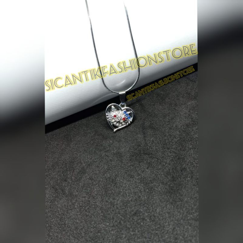 PROMO KALUNG TITANIUM PLUS LIONTIN FASHION WANITA TERLARIS ANTI KARAT TIDAK LUNTUR LAPIS EMAS PUTIH