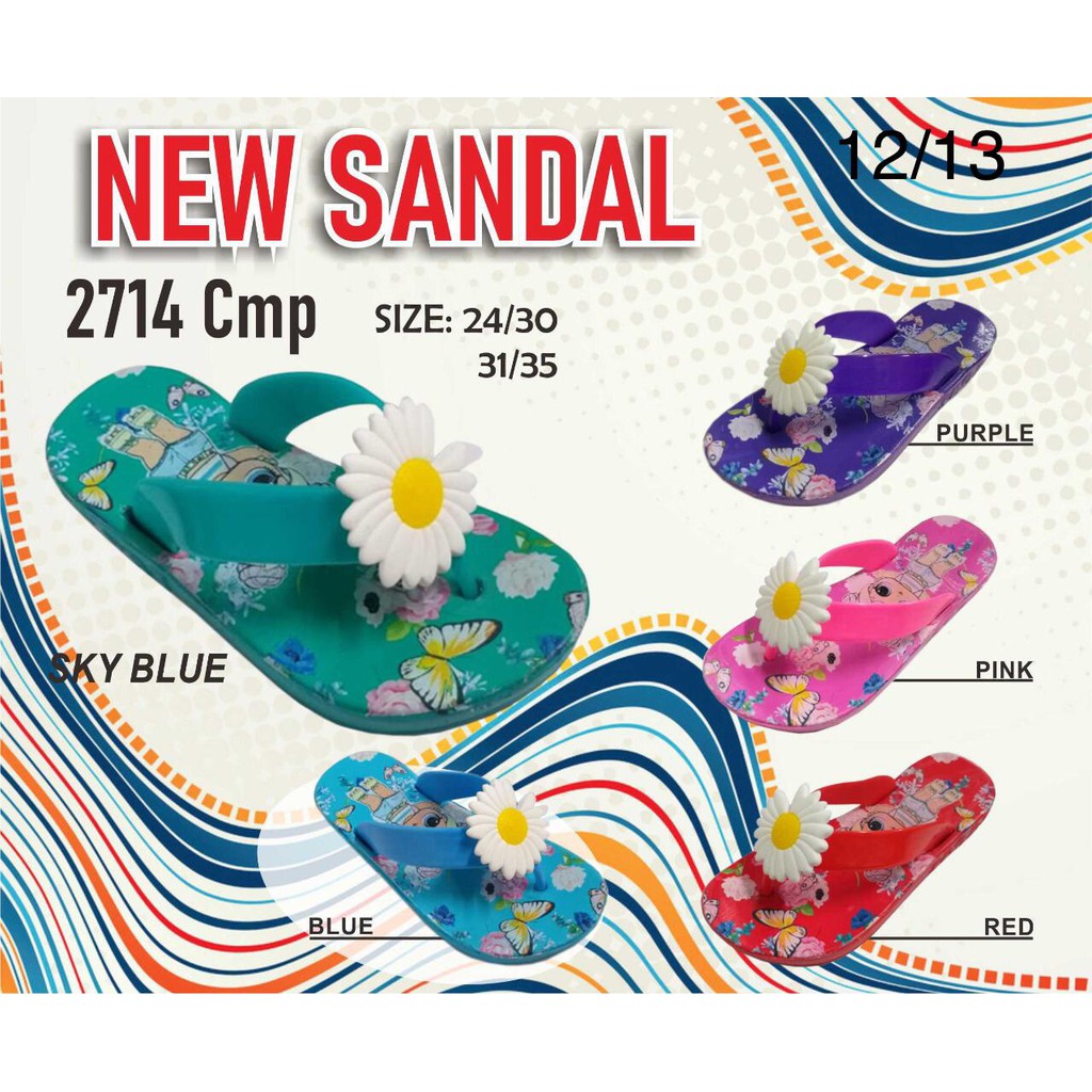 Sendal Anak Cewek Manis Bunga Kembang Besar Shevano 2714  (SIZE 24-35)