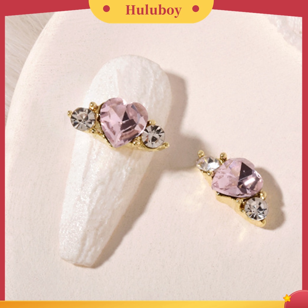 Huluboy Huluboy♡ 10 Pcs Aksesoris Perhiasan Berlian Imitasi Bentuk Hati Bahan Alloy Untuk Dekorasi Manicure Nail Art