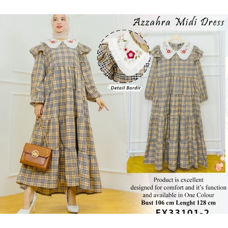 Midi Dress azzahra  kotak bur original by extu