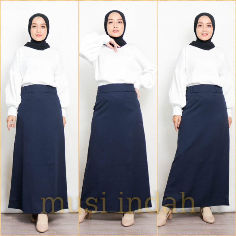 Rok Kerja Panjang Hitam Rok A Line Bahan Formal Kantor