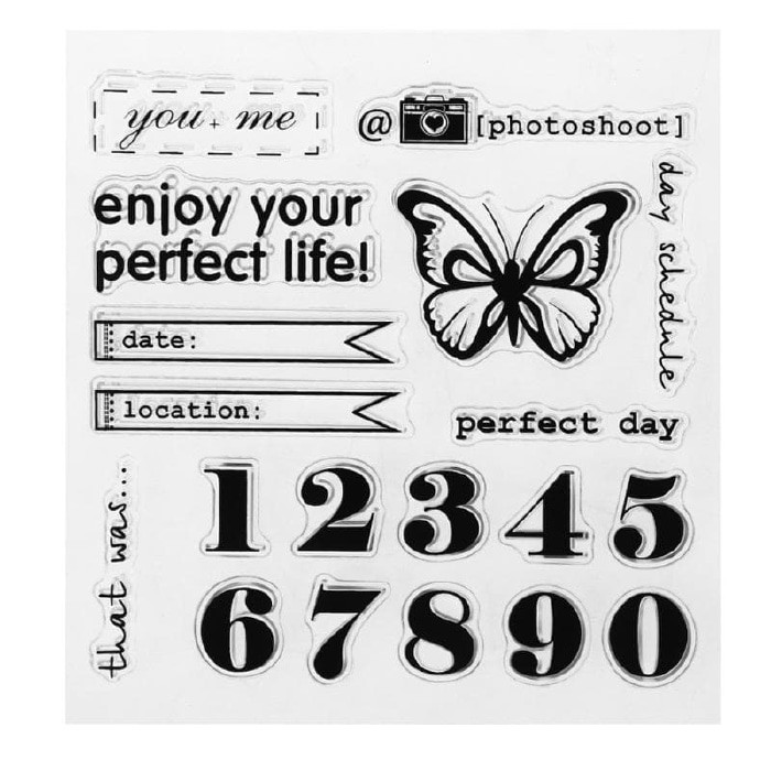 Clear Stamp (Stempel Transparan/Bening) - Phrases and Numbers Design