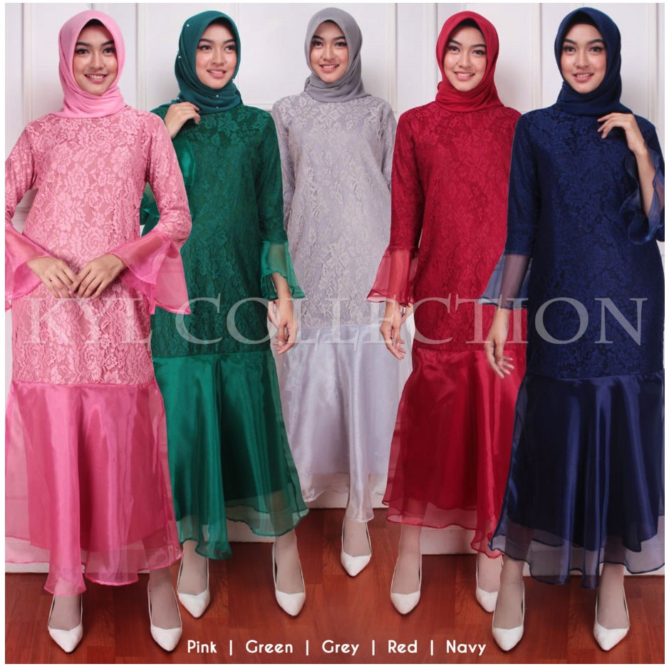 Maxi Mermaid Duyung Brukat Corneli Lapis Furing+ Organdi TERMURAH GAMIS BROKAT MUSLIM LEBARAN