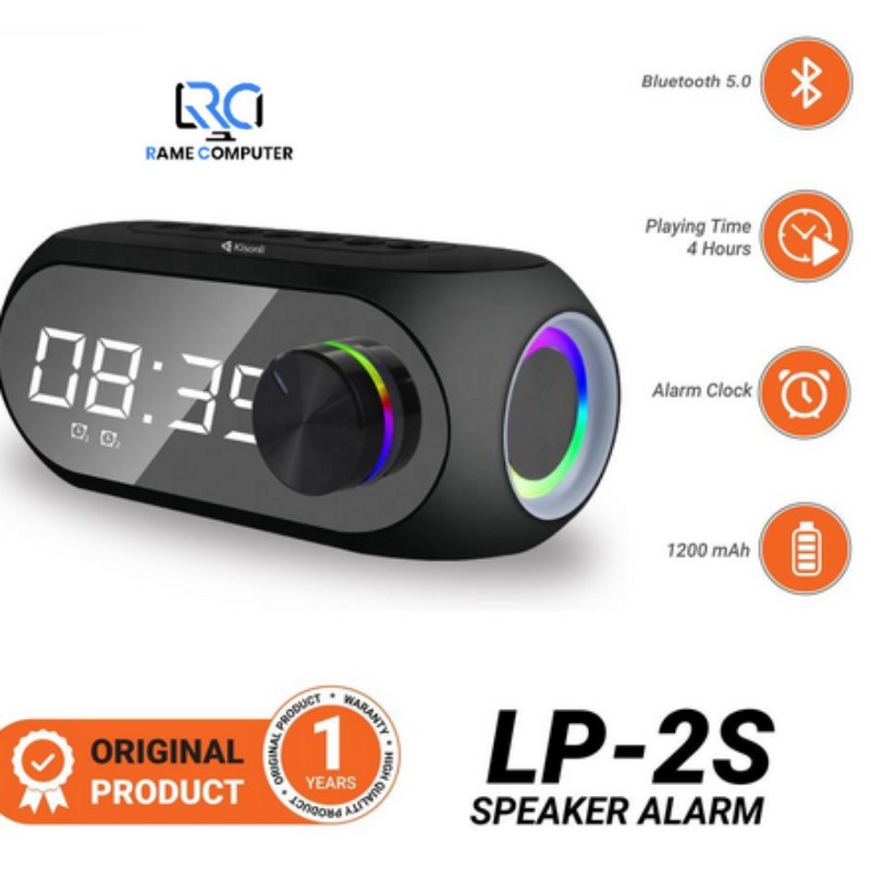 KISONLI Speaker Jam Bluetooth Portable Stereo Original Led Display Alarm LP-2S