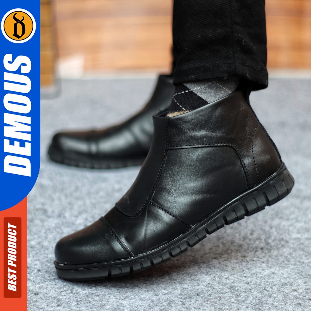 Sepatu Formal Pria Sepatu Casual Pria Kulit Asli Slop Sepatu Pantofel Kerja Kantor Kuliah Kondangan Sepatu Hitam Pria DEMOUS CARIBEUS