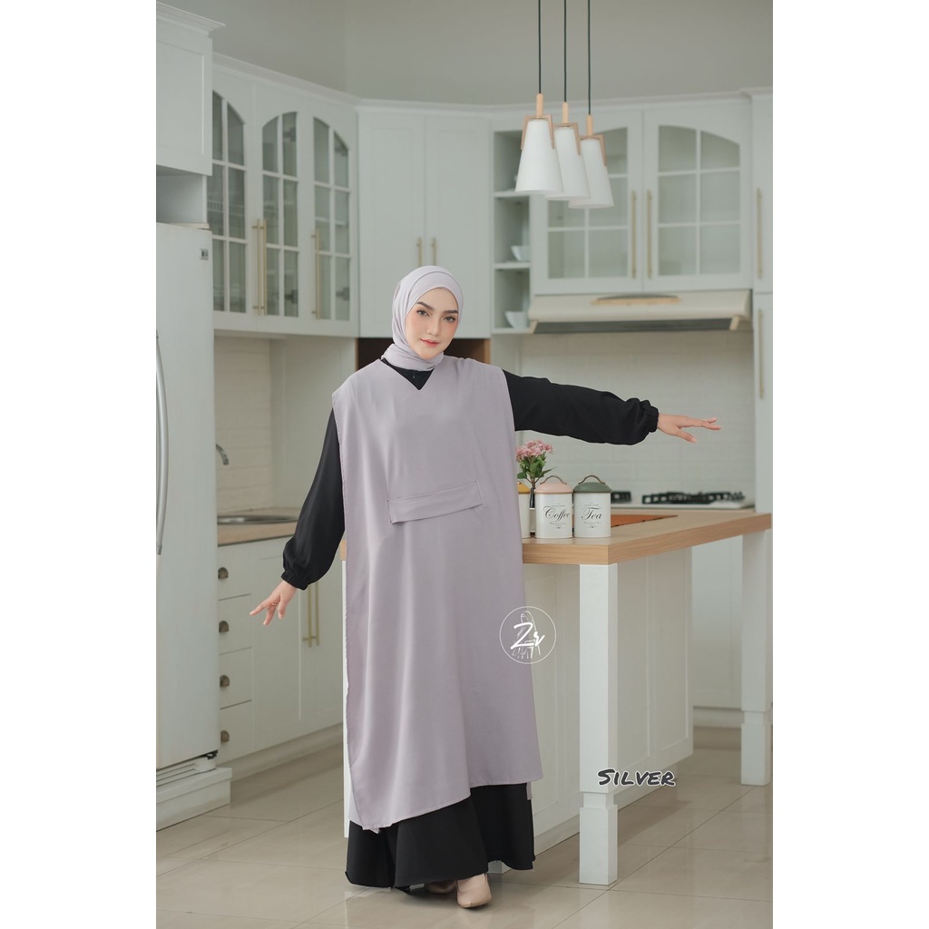 dress Liya klarissa viona ori zr gamis lebaran itycrepe polos plus outhe rempel bahu modis trend selebgram busana muslim wanita terkini-LIYA SILVER