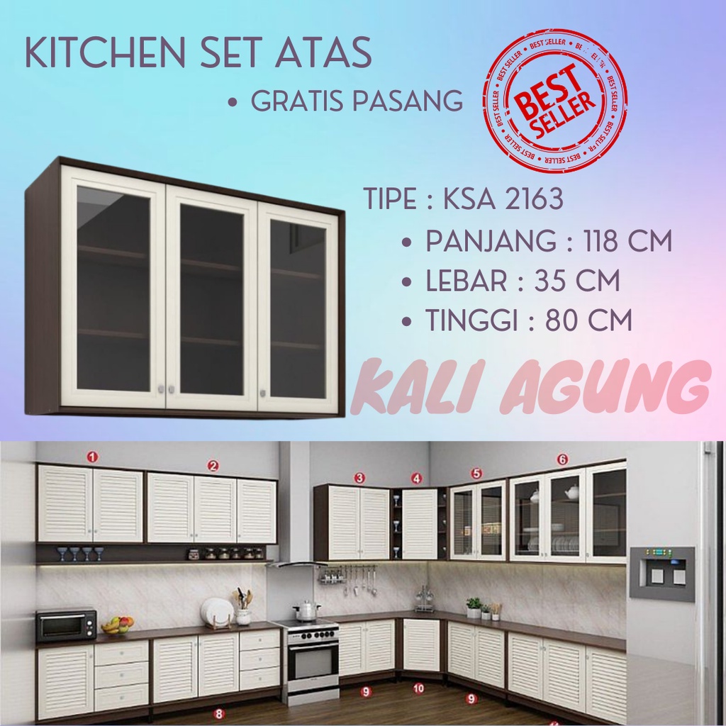 kitchen set atas 3 pintu   graver ksa 2163   pasang   free ongkir serang kota