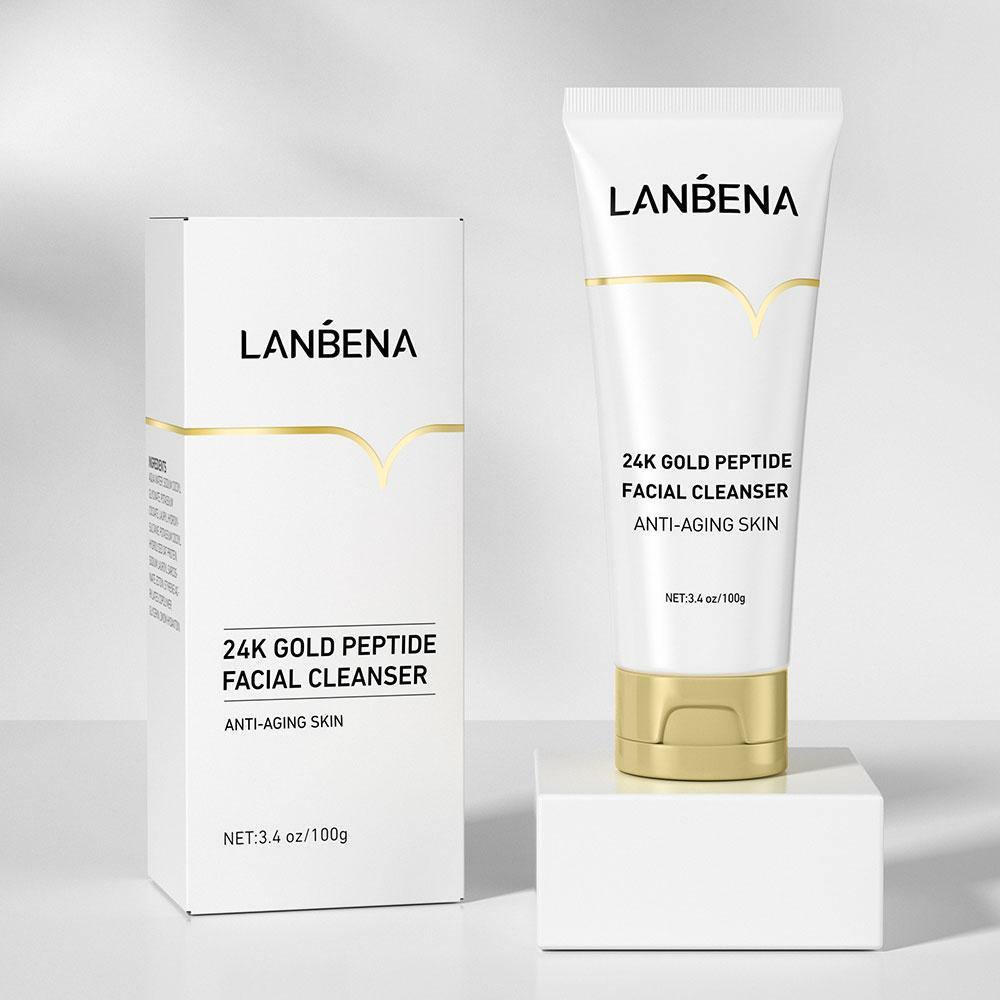 LANBENA 24k Gold Peptide Facial Cleanser Face Skin Care Wash Anti-Aging Oil Control Fades skin spots Face Cream Foam