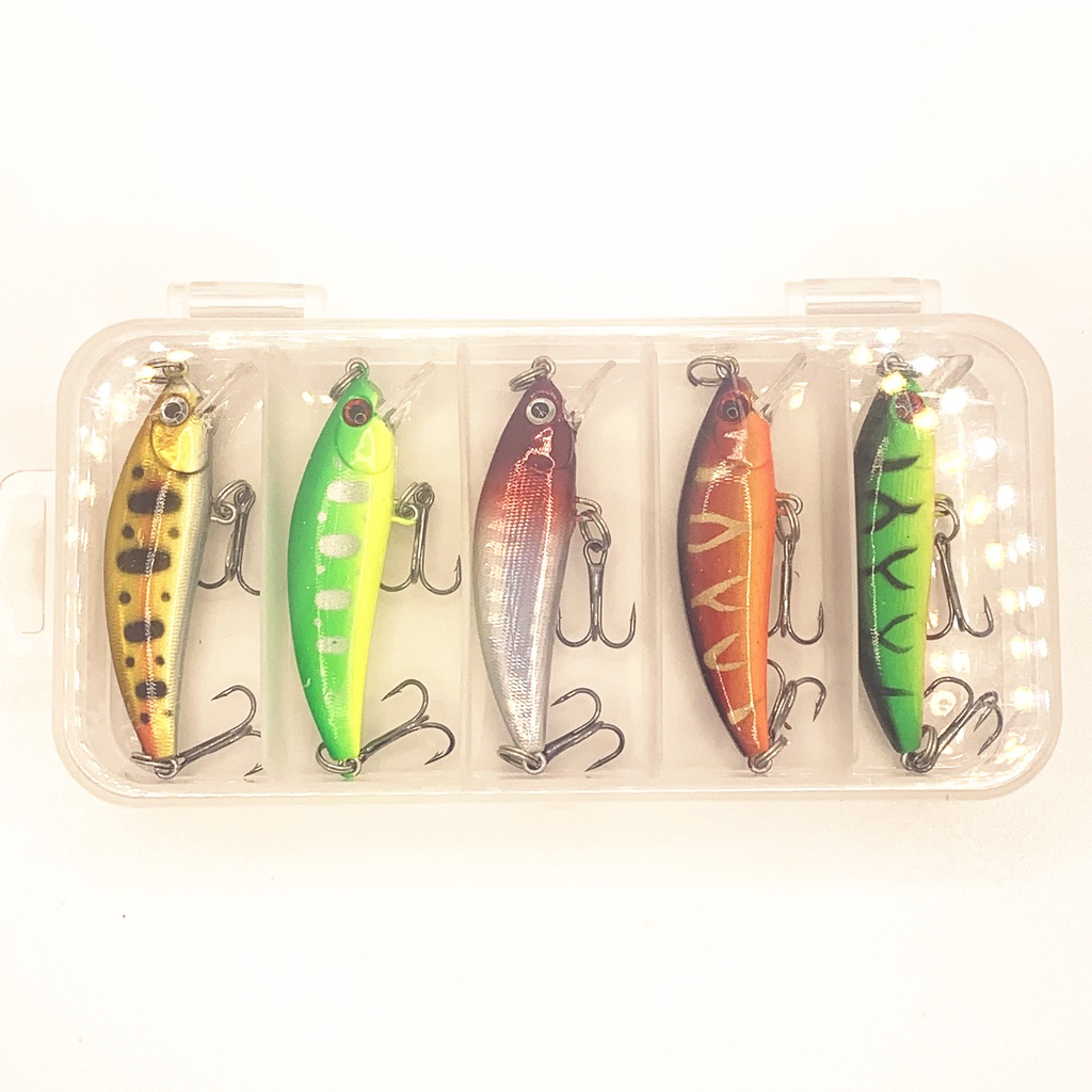 5Pcs/box Minnow Sinking Umpan Pancing 5cm 5g Swimbait Fishing Lure Ikan Bass Wobbler Kail Memancing Tackle