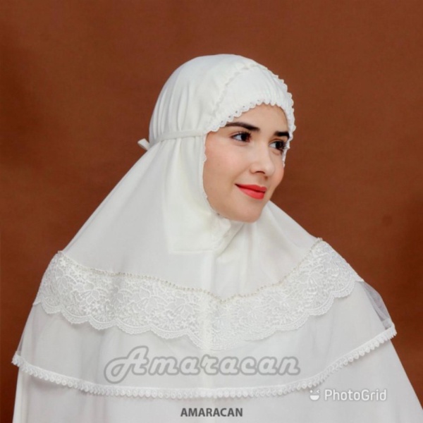 MUKENA MEWAH MUKENA DEWASA RENDA MEWAH AMARACAN WHITE GOLD - Putih Limited