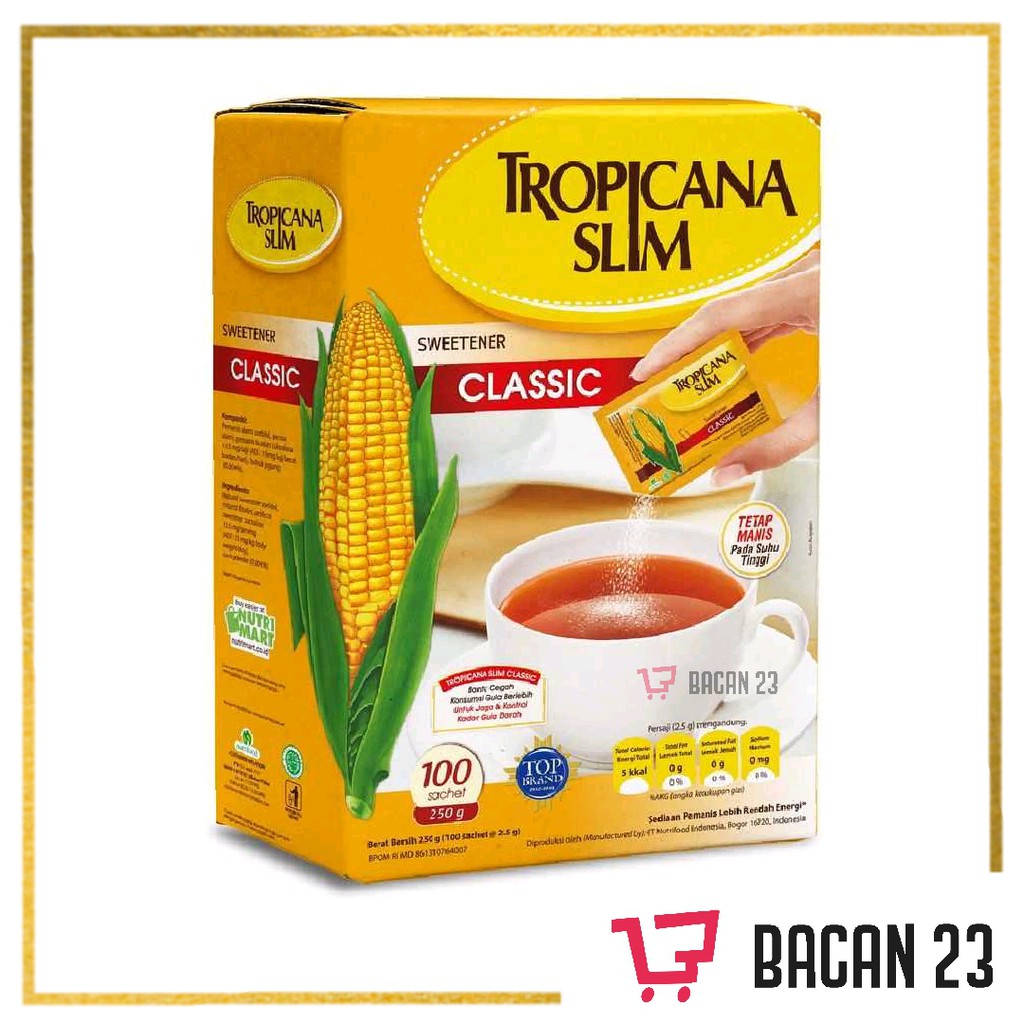 Tropicana Slim Classic ( 100 pcs ) / Gula Rendah Kalori / Gula Diet / Bacan 23 - Bacan23