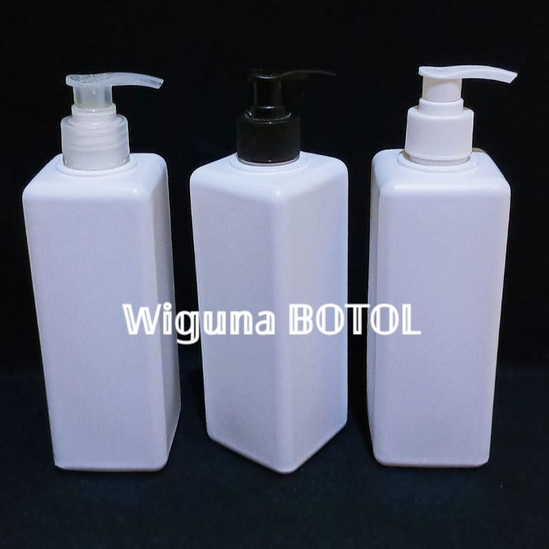 Botol Pump 500ml Kotak HDPE Putih Doff / Botol HDPE 500ml Putih Kotak Tutup Pump Lotion / Botol Lotion 500ml