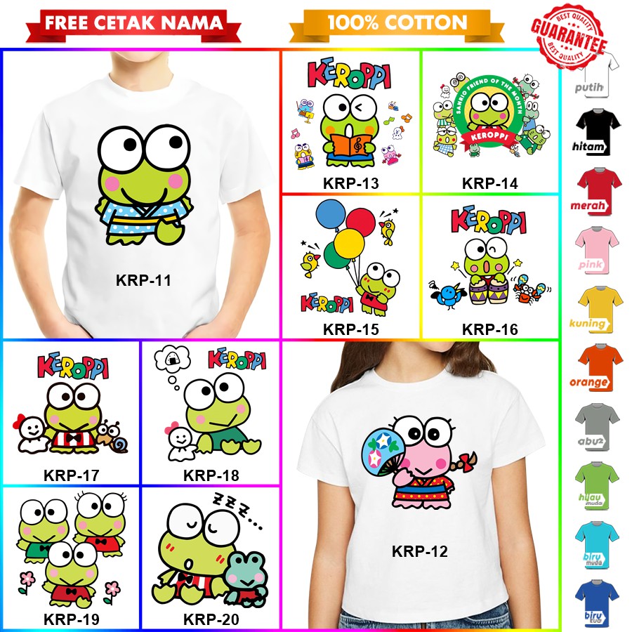 [FREE NAMA!!] Baju Kaos COUPLE ANAK DAN DEWASA KEROPPI BANYAK MOTIF