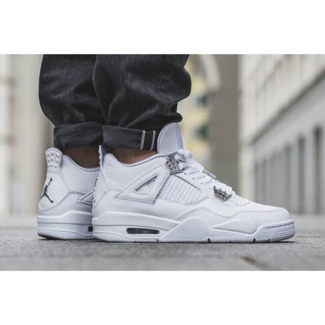 Sepatu Basket Jordan 4 Pure Money -- Sepatu Jordan 4 White