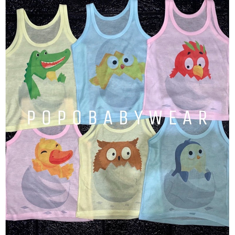 Kaos Dalam/Singlet Motif Warna 6pcs (req boy/girl)