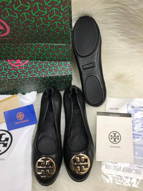 Sepatu wanita tory burch flat Miror ballerina / Kulit asli