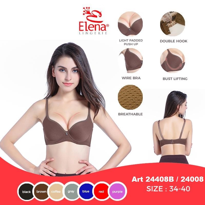 BH Berpori Breathable Berkawat &amp; Busa Tipis Elena 24408B - 24008 / Bra Cup B Elena 24408 B - 24008