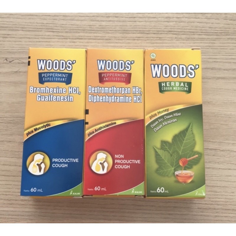 Woods antitussive 60 &amp; 100 ml | Woods expectorant 60 ml &amp; 100 ml | Woods herbal 60 ml ( obat batuk )