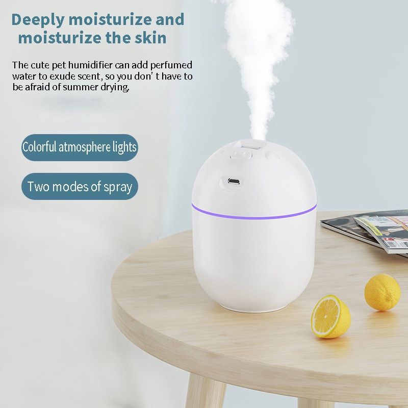 COD❤Air Humidifier Mini Portabel USB Aroma Minyak Esensial Diffuser Mobil Aromaterapi Minyak Humidifier Ultrasonic Cool Mist Fogger Mist Maker 220 Ml (Putih) Aone