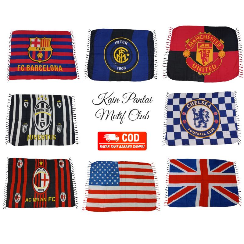 Kain Bali Pantai - Kain Bali Motif Bendera - Sarung Pantai Aksa Baliz - Sarung Bali - Kain Pantai - 