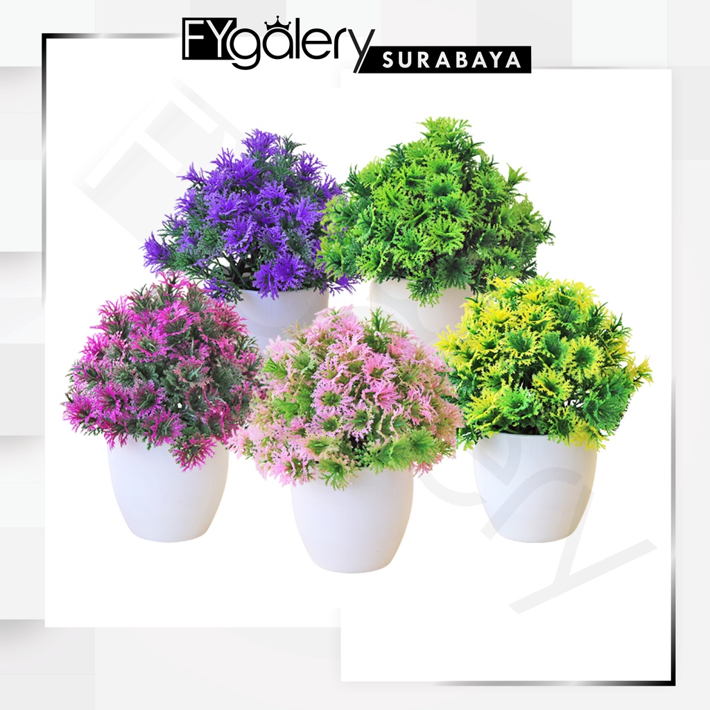 FYGALERYSURABAYA PT31 Pot Tanaman Hias Bunga Hias Plastik Ornamen Pot Bongsai Artificial Flower Decoration