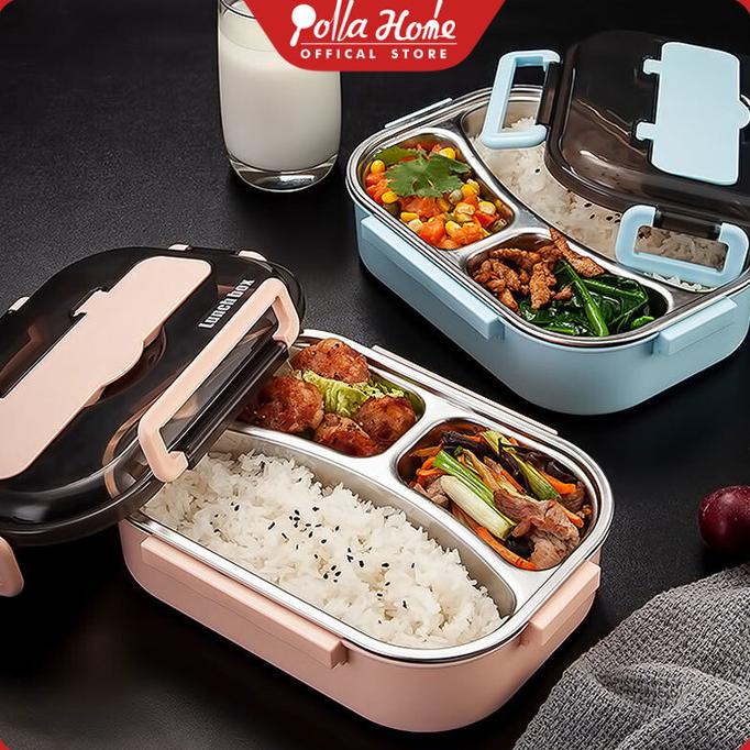 Kotak Makan Stainless Steel 304 Kotak Makan Sekat 3 Peralatan Makan