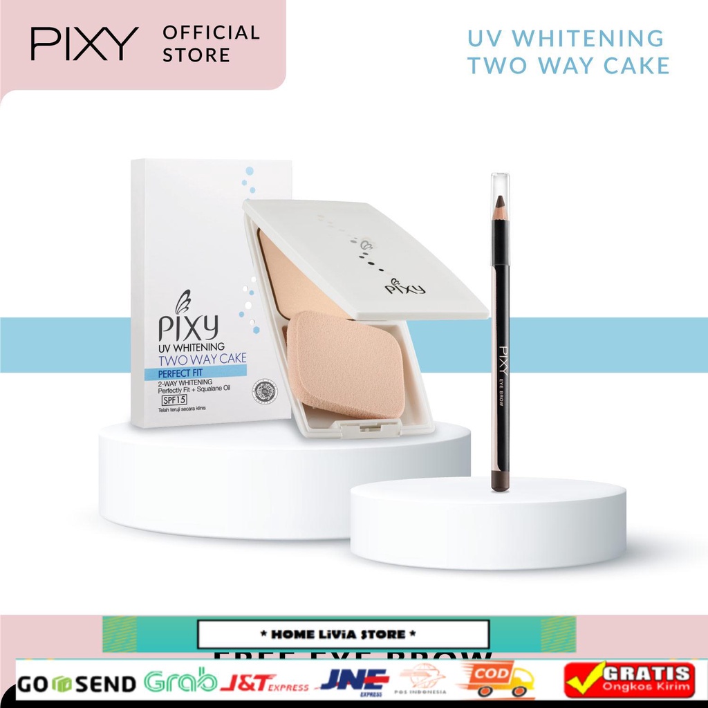 Pixy Bedak TWC Perfect Fit Saving Package 2 - 05 Natural White 12.2 gr + Free Eye Brow Brown