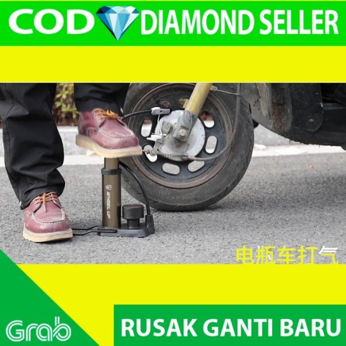 Pompa Angin Pompa Angin Mini Injak Wheel Up Pompa Angin Ban Sepeda Motor Hitam