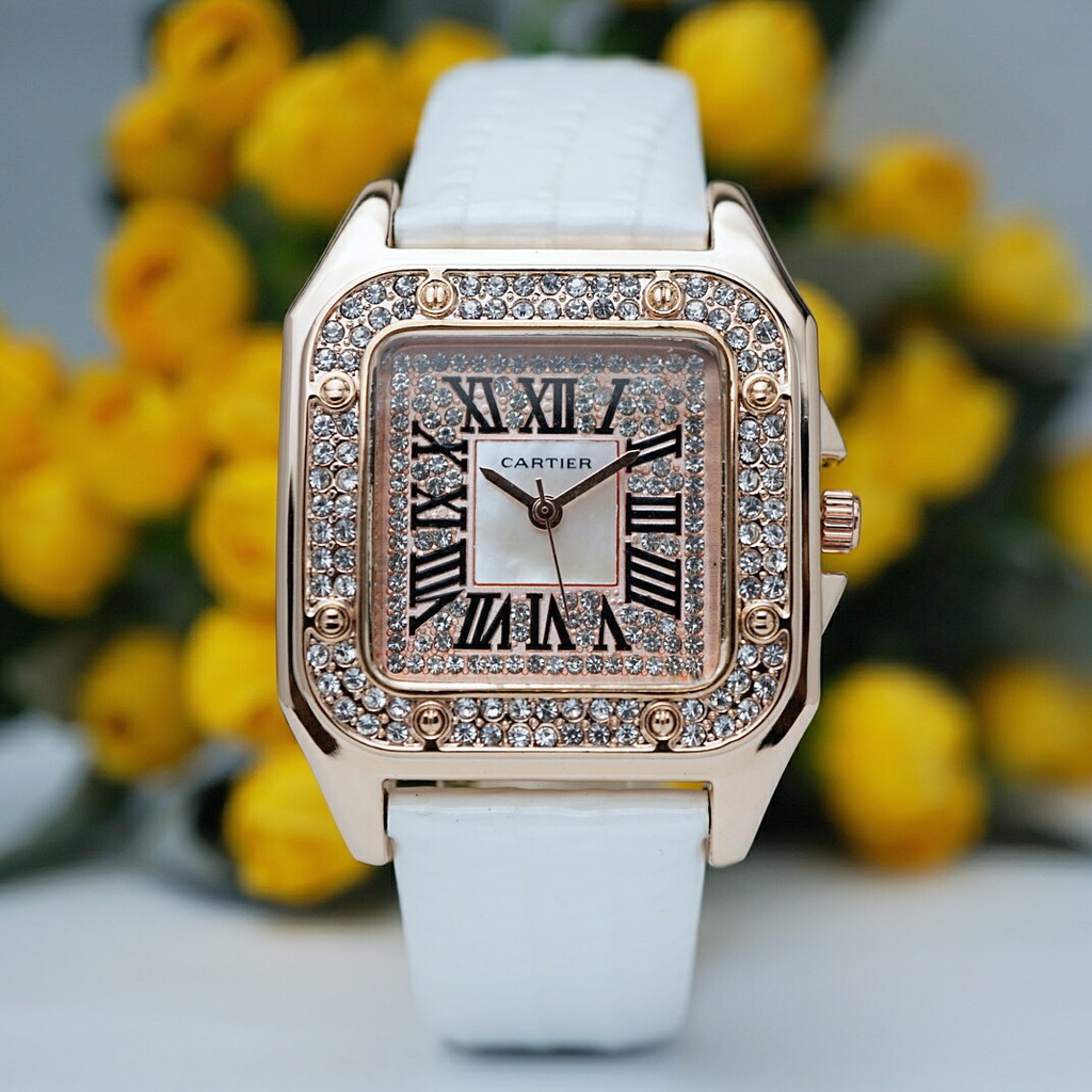 Jam Tangan Wanita Cartier Romawi Tali Kulit