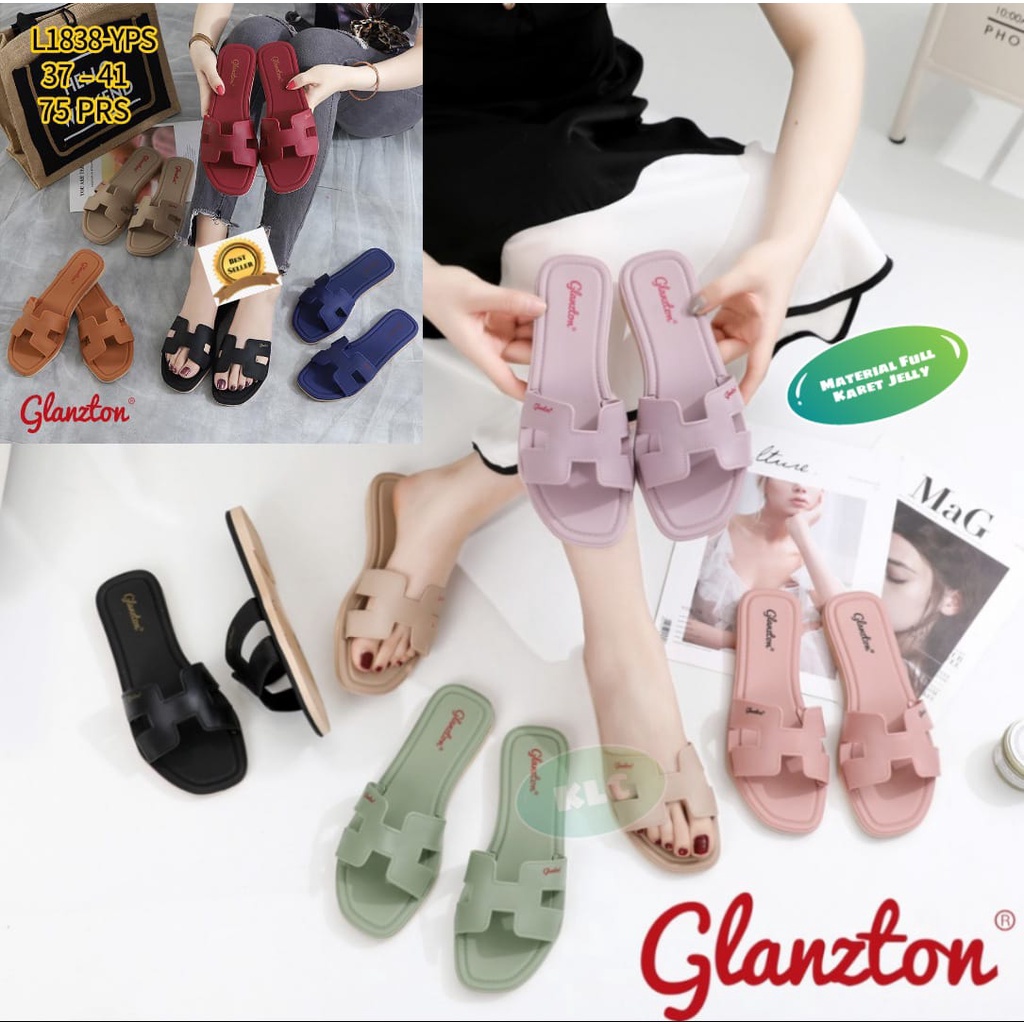 GLAZTON 1838 SANDAL JELLY WANITA SENDAL KARET JELLI WEDGES PEREMPUAN