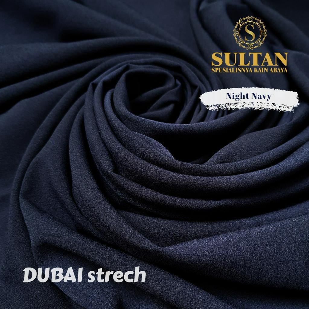 Kain gamis kain abaya merk Sultan Dubai Stretch warna Nite Navy Biru Dongker